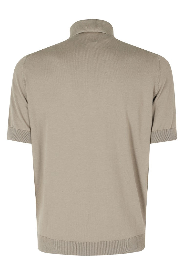 Filippo De Laurentiis Turtledove Micro-Braid Ribbed-Trim Cotton Polo Shirt