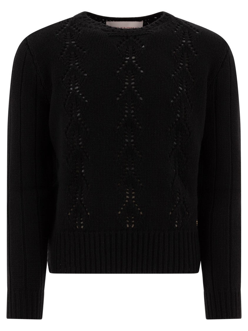 Valentino Open-Knit Sweater In Virgin Wool