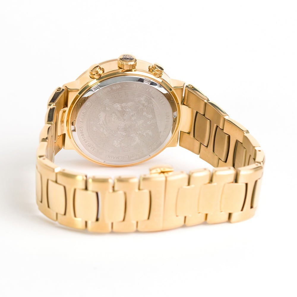 Versace Chronograph Timepiece With Yellow-Gold Tone And Sapphire Crystal