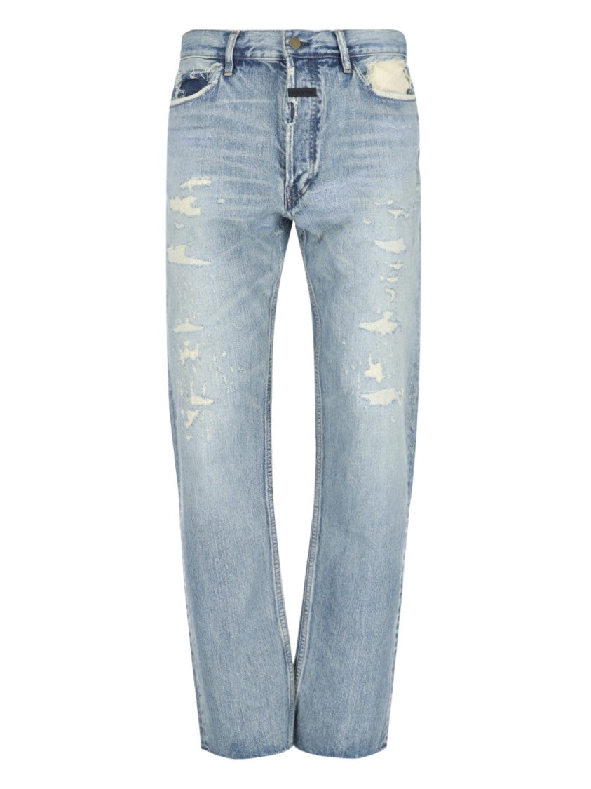 Fear Of God Light Blue Distressed Jeans - Light Blue