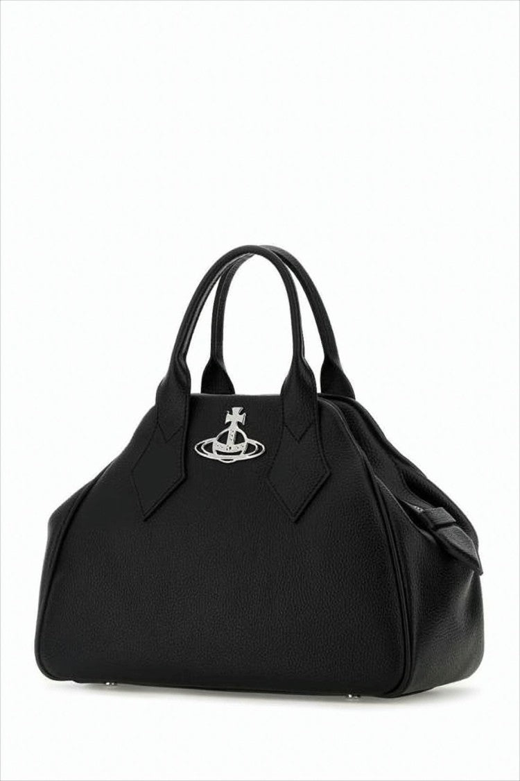 Vivienne Westwood Textured Synthetic Leather Tote Bag With Metallic Emblem