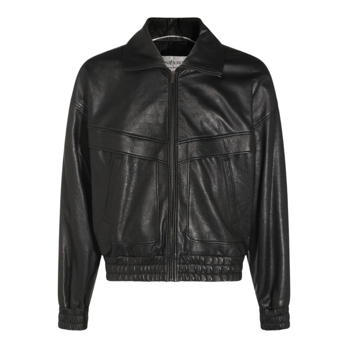 Saint Laurent Black Structured Collar Leather Jacket