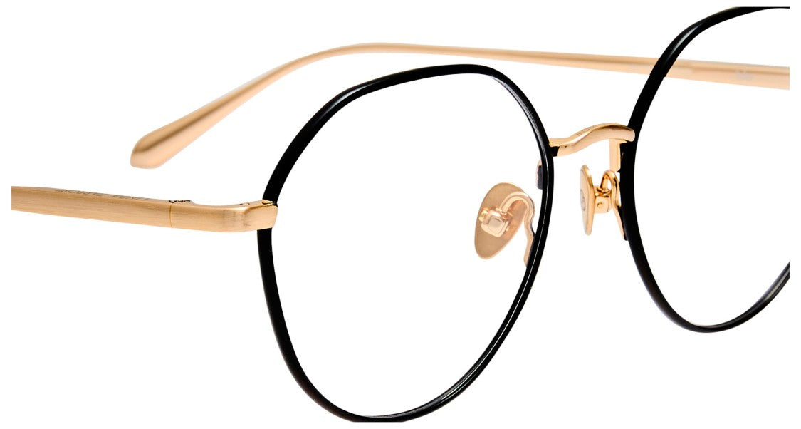Linda Farrow Lfl Round Frame Eyeglasses With Gold-Tone Titanium Temples