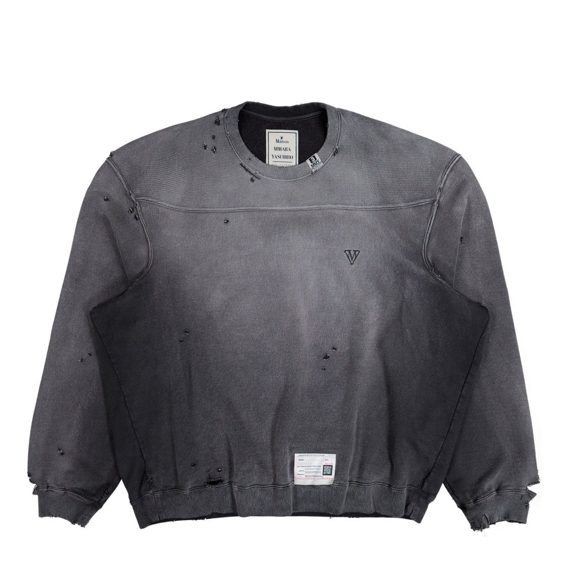 Maison Mihara Yasuhiro Distressed Long-Sleeve Sweatshirt With Subtle Logo