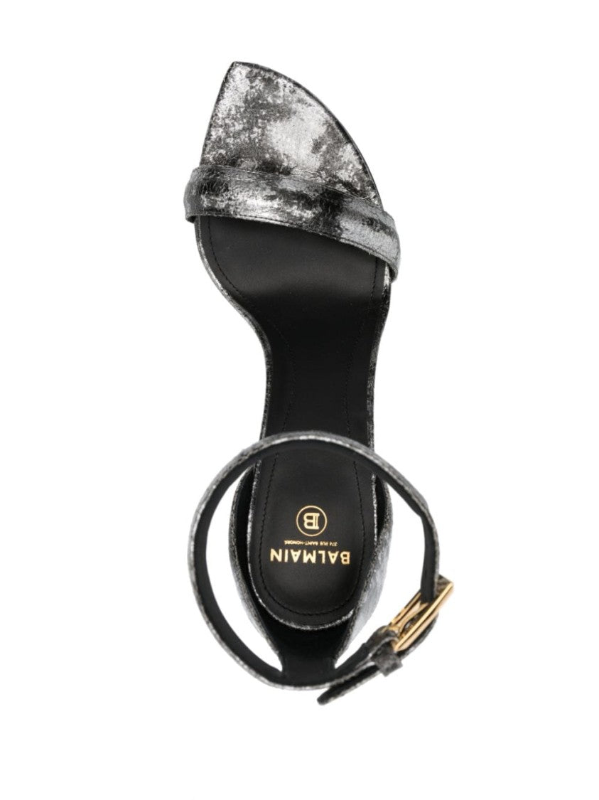 Balmain Metallic-Effect Leather Sandals