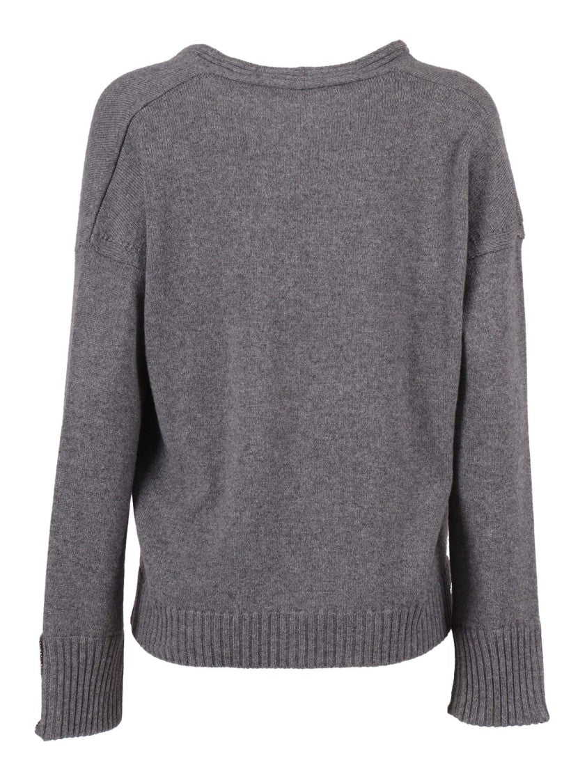 Kangra Cashmere Knit Pullover With Strass Embellishments At Cuffs