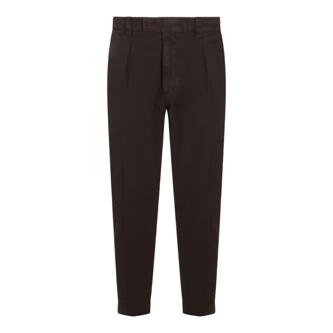 Berwich Brown Flat-Front Cuffed Chino Trousers