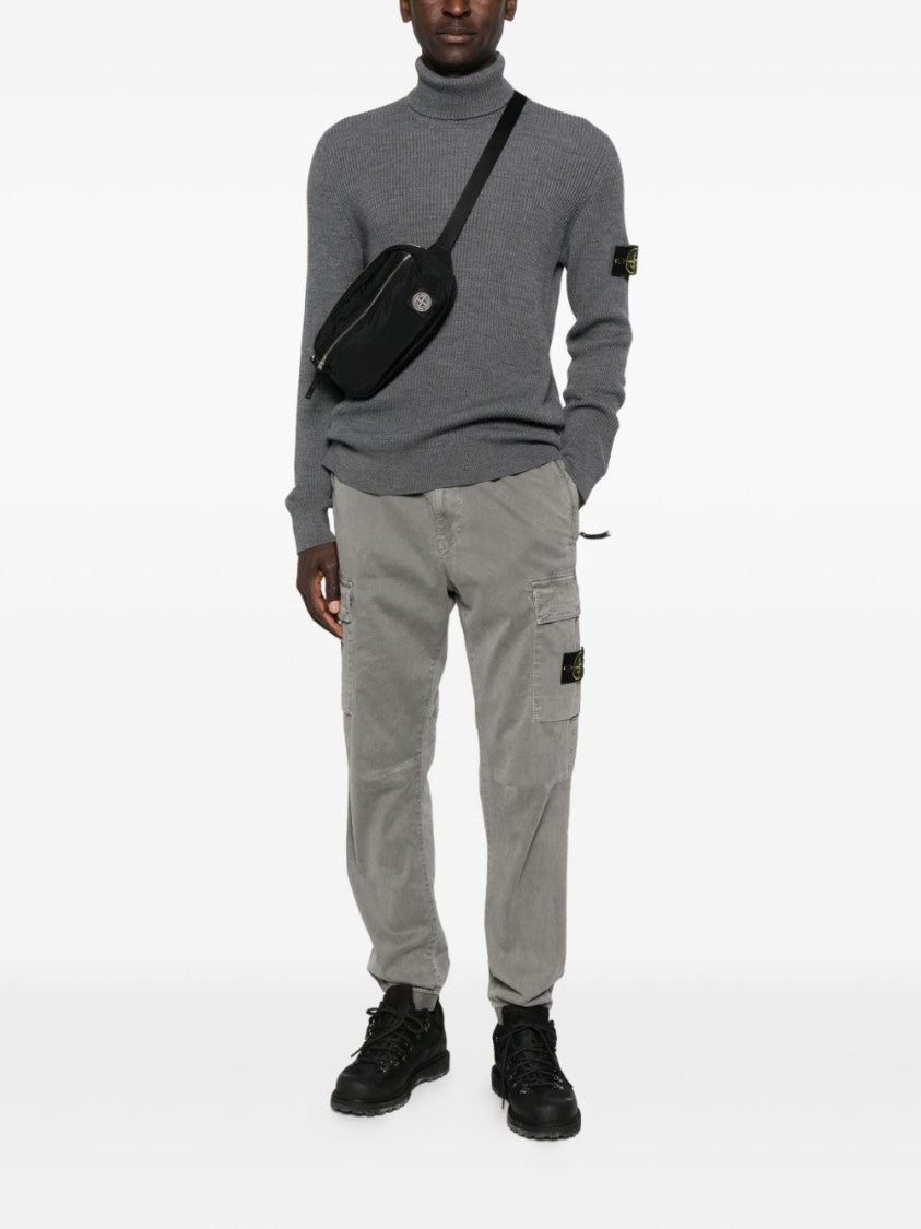 Stone Island Ribbed Knit Sweater With High Turtleneck