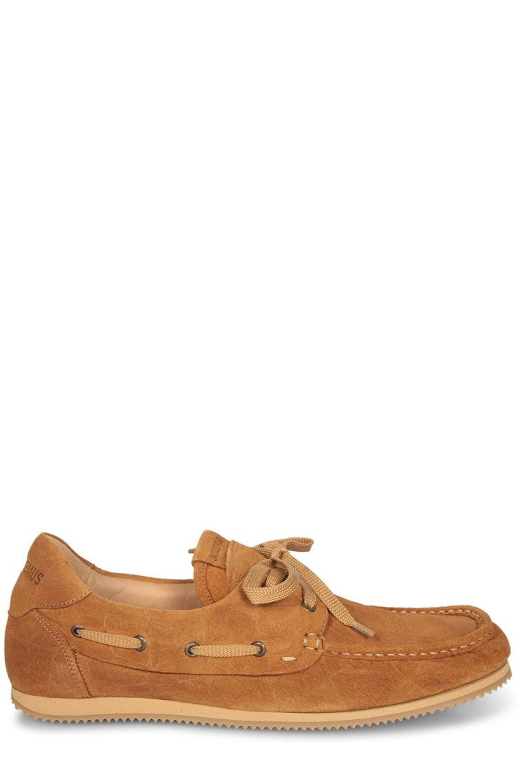 Jacquemus Tan Suede Moccasin Loafers With Lace Detail