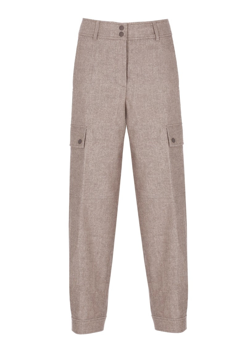 Peserico Brown Utility Straight-Leg Pants