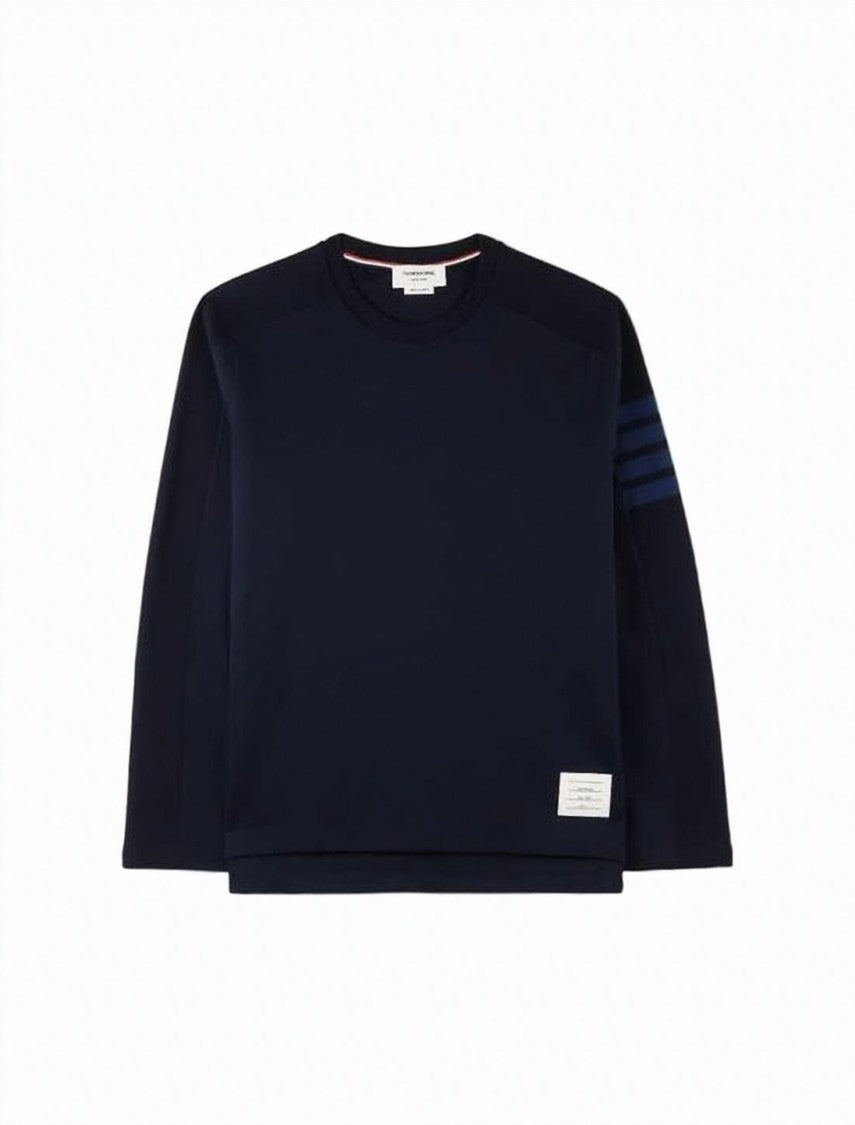 Thom Browne Long-Sleeve T-Shirt With Striped Detailing And Logo Patch