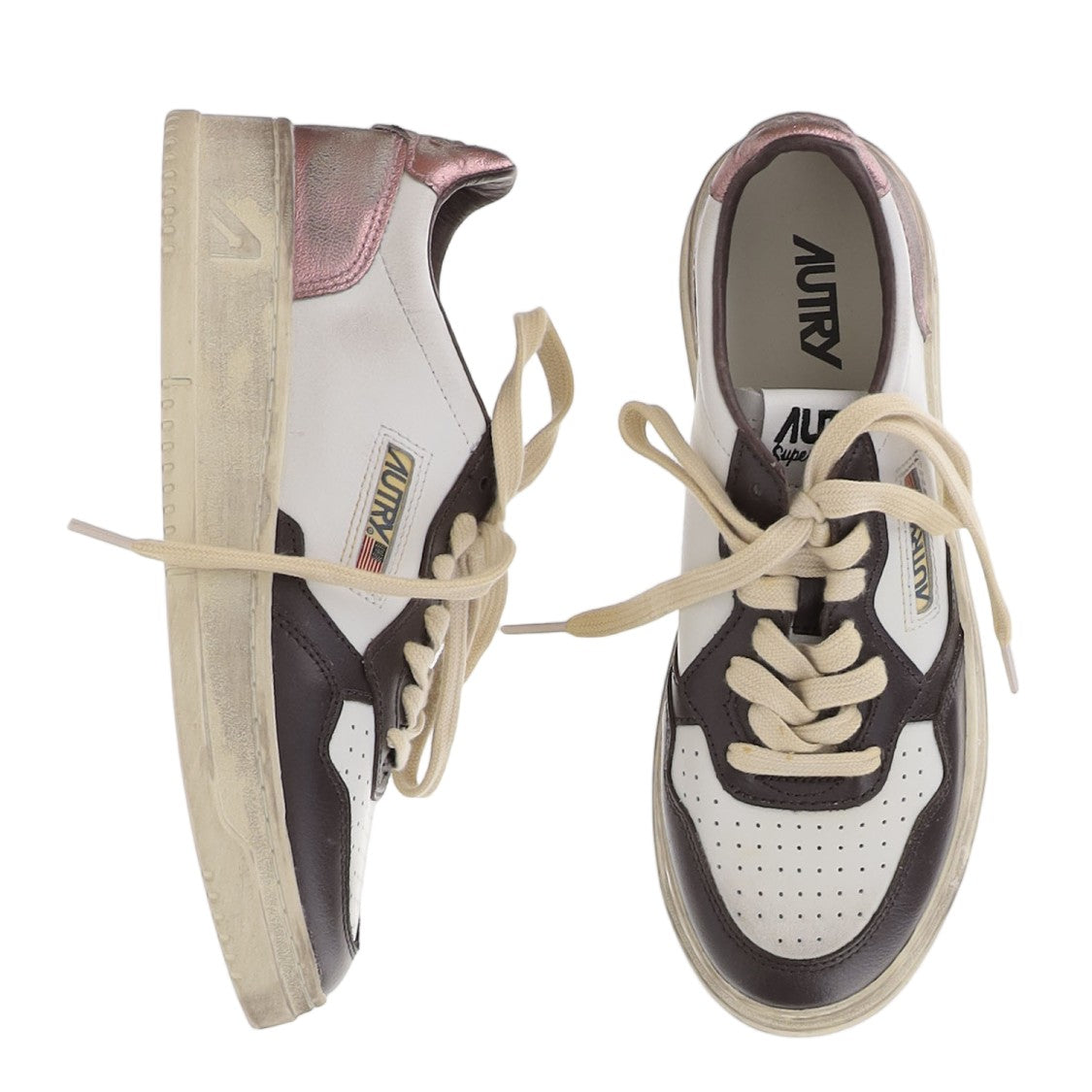 Autry Vintage-Inspired Color-Block Leather Sneakers With Logo Detailing