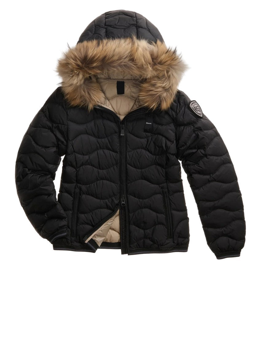 Blauer Short Quilted Faux Fur Trim Fitted Jacket