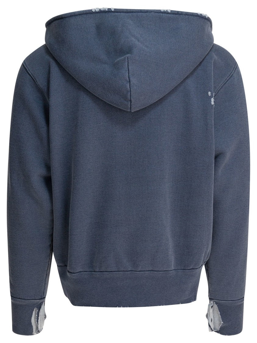 Our Legacy Relaxed-Fit Distressed Hoodie In Faded Blue