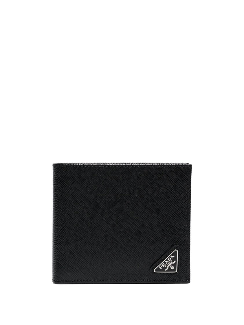 Prada Black Portafoglio Saffiano Leather Bill Wallet