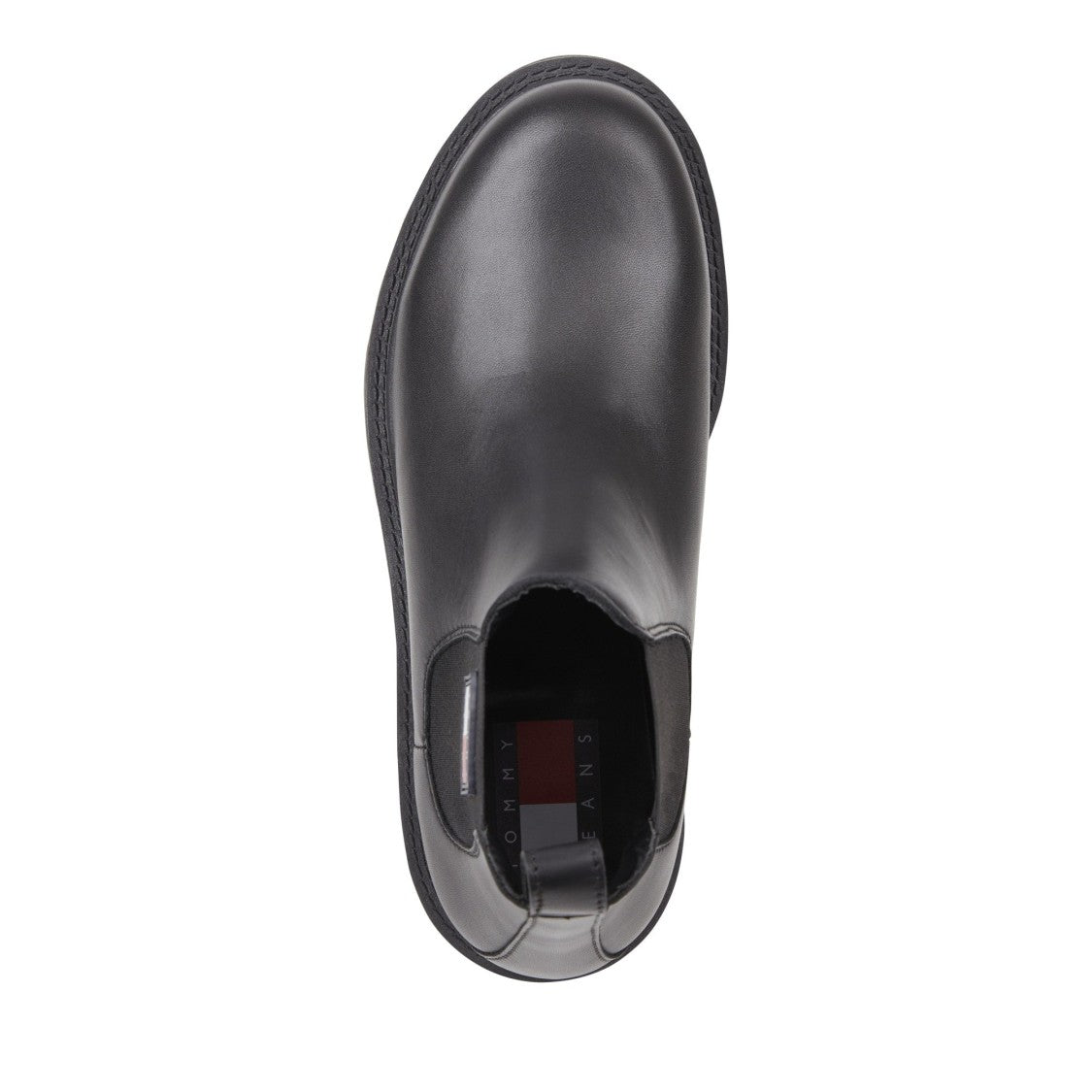 Tommy Jeans Black Elastic Side Panel Leather Boots