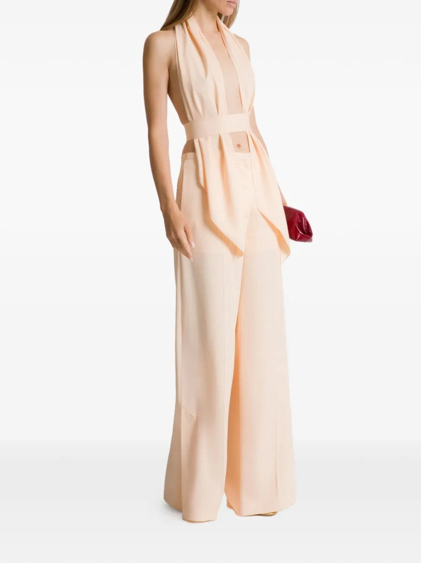Alberta Ferretti Sleeveless Halter Neck Top With Deep V-Neck And Draped Hem