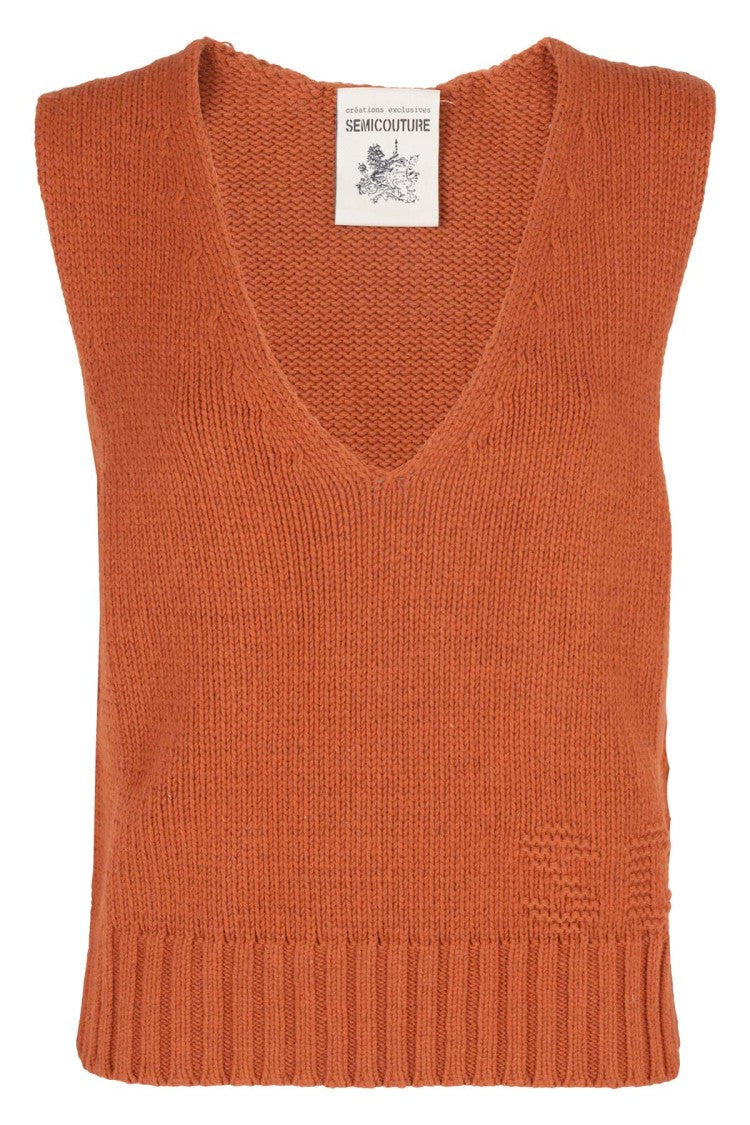 Semi Couture Sleeveless Knitted Top In Warm Dattero Tone