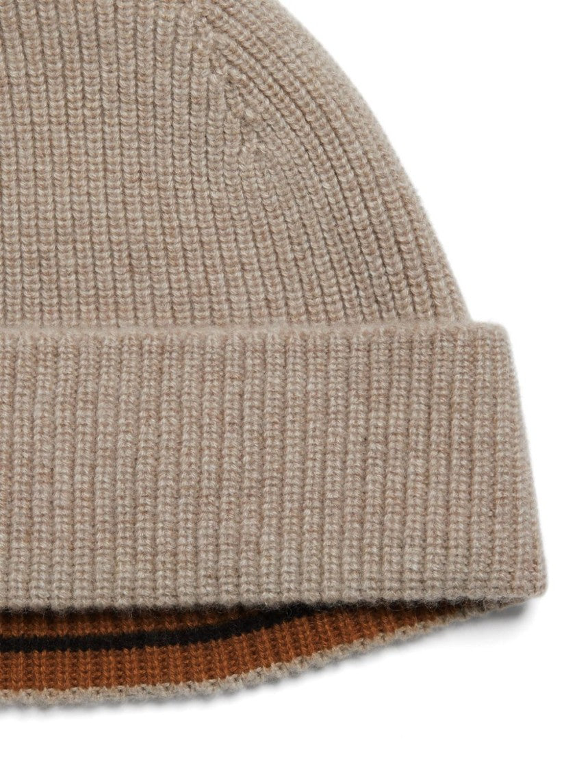 Zegna Ribbed Cashmere Hat With Folded Cuff Detail