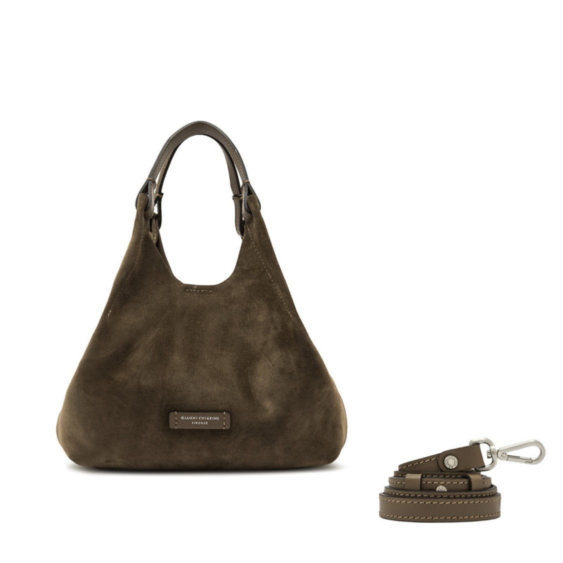 Gianni Chiarini Taupe Dua Suede Bag