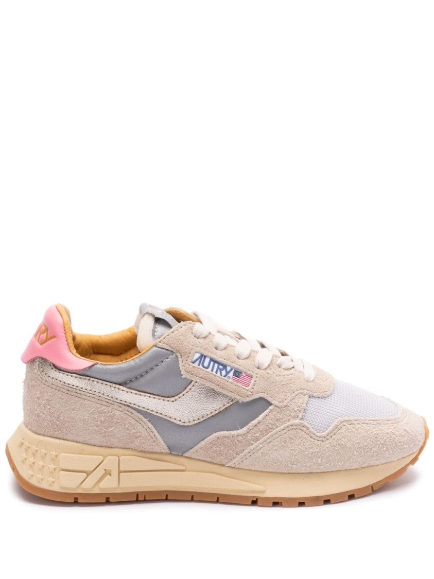 Autry Beige Panelled Ridged Sneakers