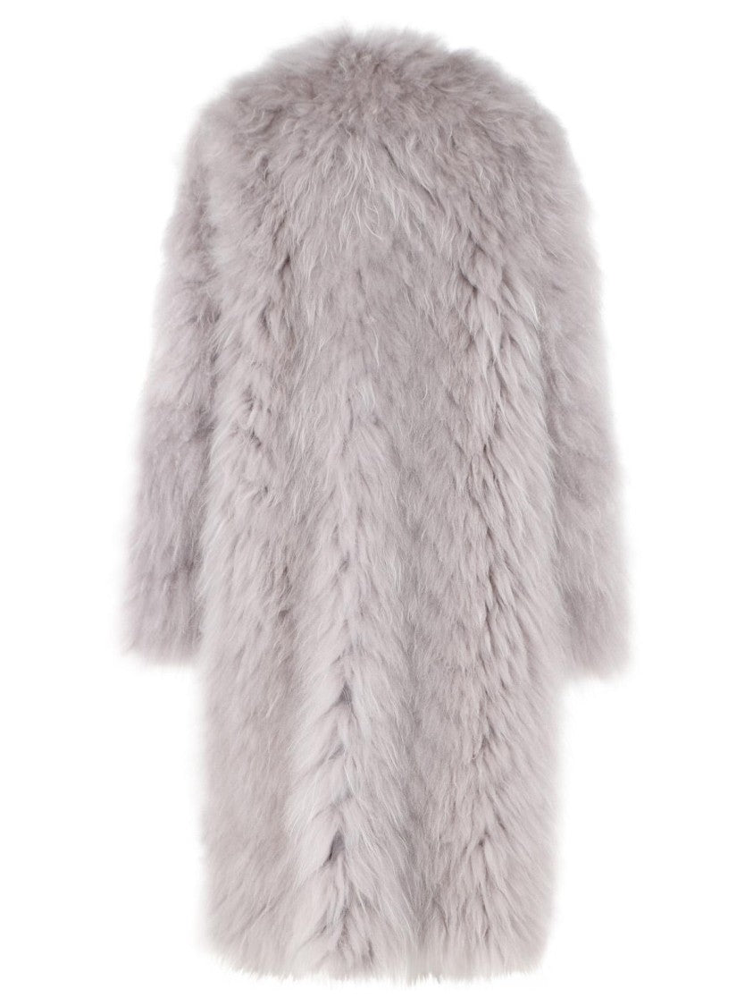 Simonetta Ravizza Yori' 'Cloud' Grey Cashmere Goat Fur Coat