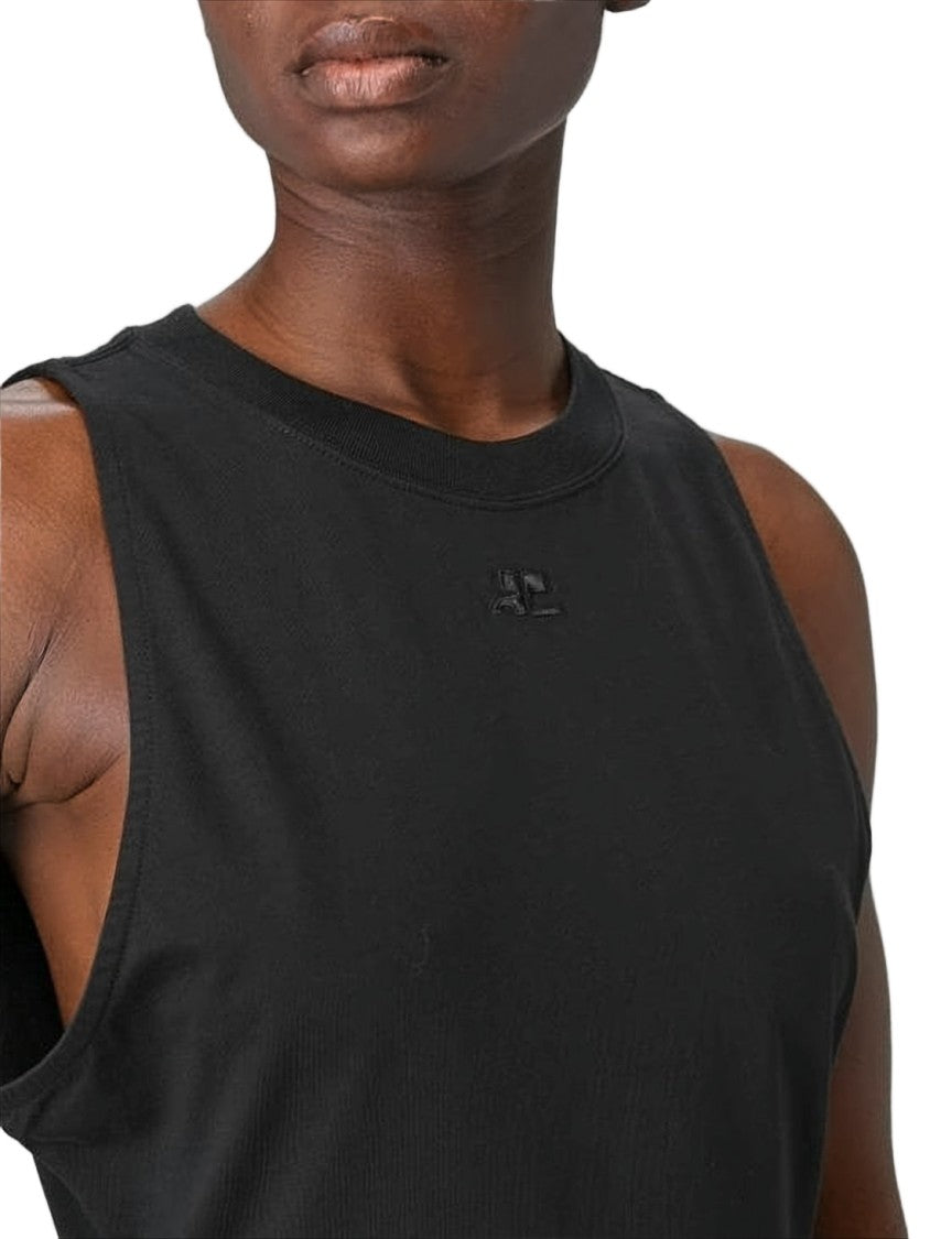 Courrèges Fitted Sleeveless Black Top