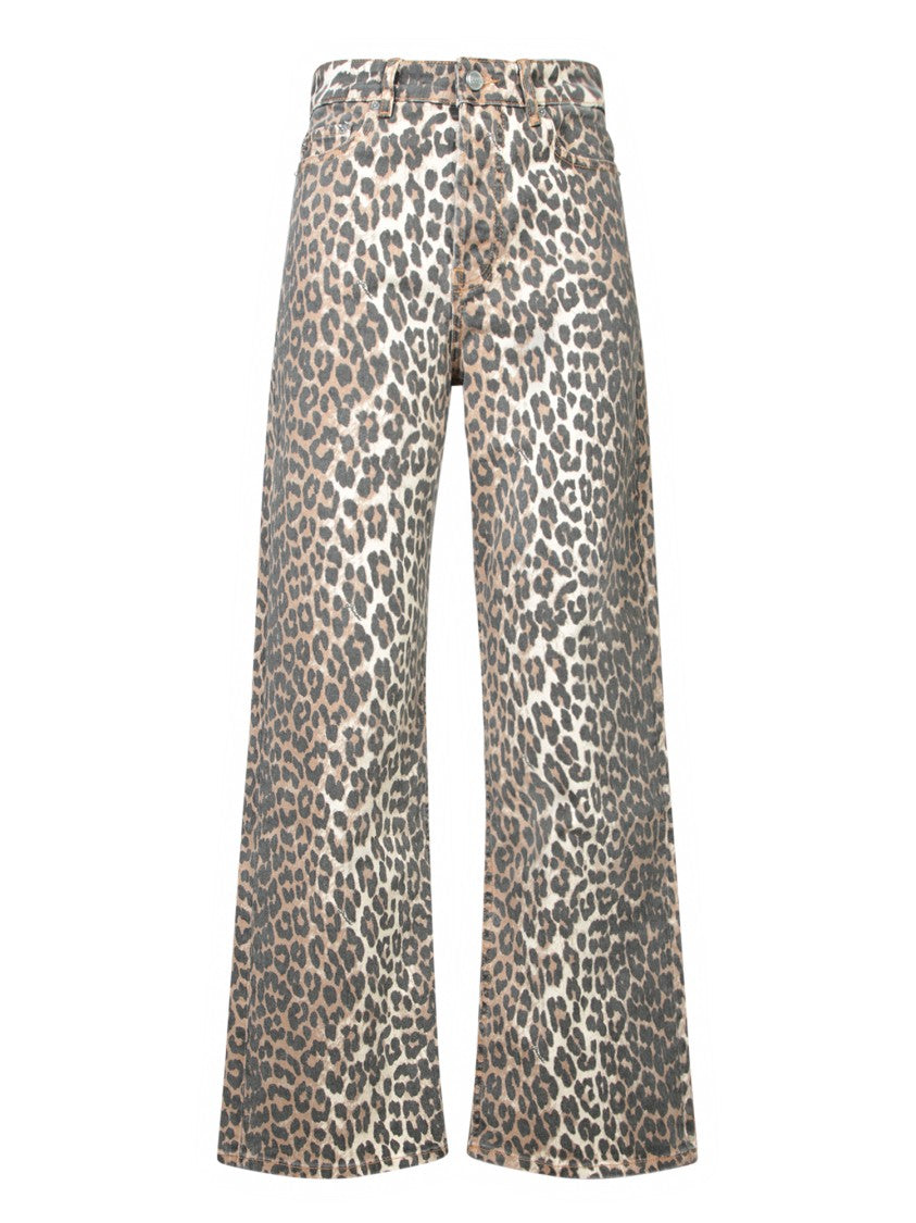 Ganni Leopard Print Flared Jeans