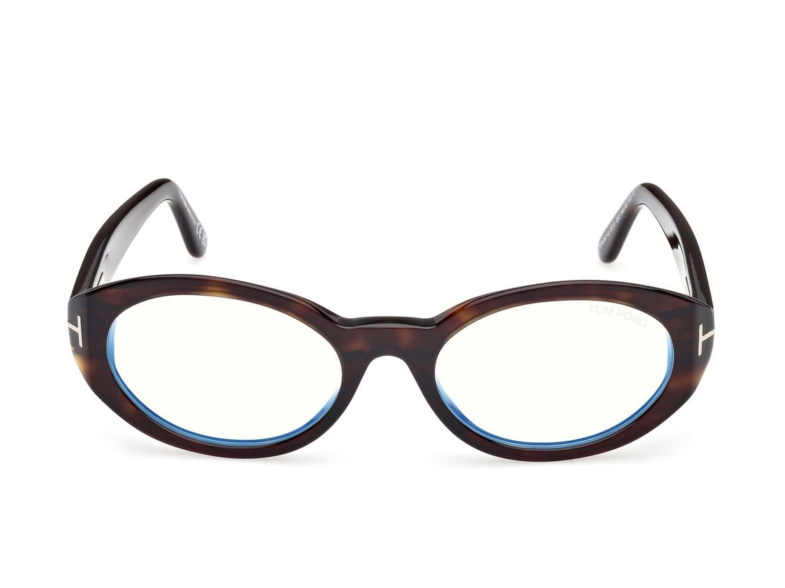 Tom Ford Ft6067-B Tortoiseshell Metallic Acetate Rounded Eyeglasses