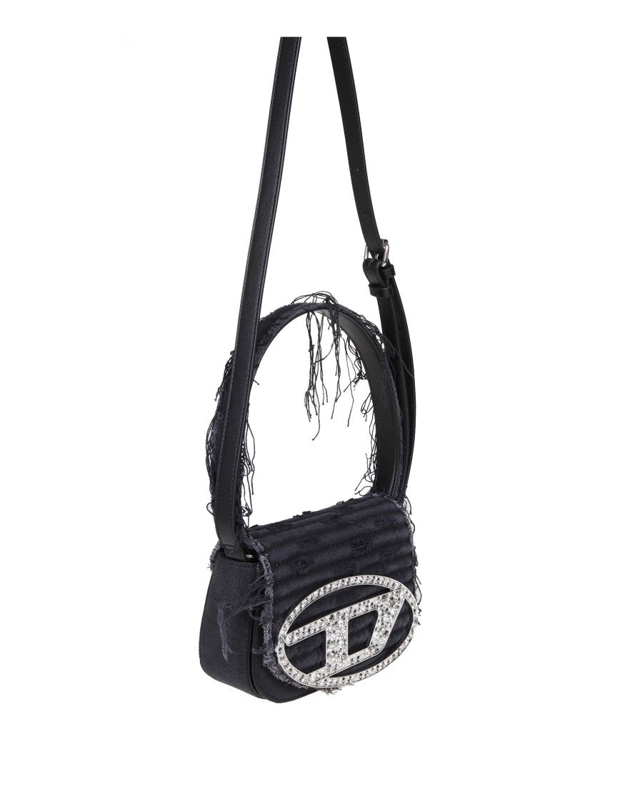 Diesel 1Dr Bag In Black Canvas With Applied Crystals