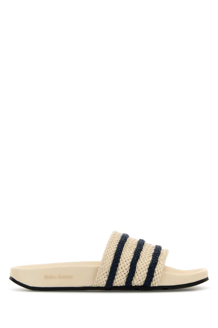 Wales Bonner X Adidas Ivory Leather Adilette Slippers