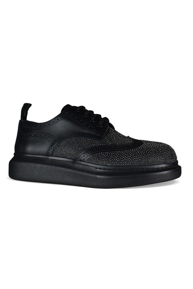 Alexander Mcqueen Black Leather Derbies With Oversized Rubber Sole