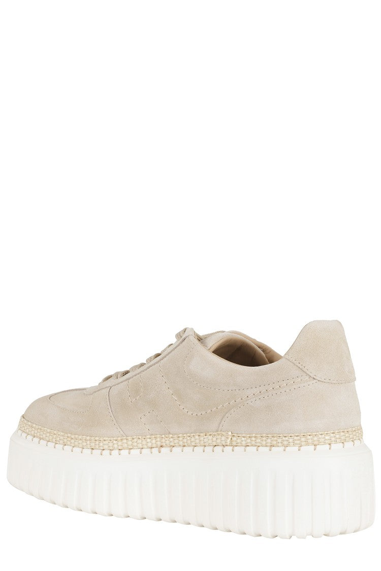 Hogan Beige H-Stripes Basket Side-Logo Leather Sneakers
