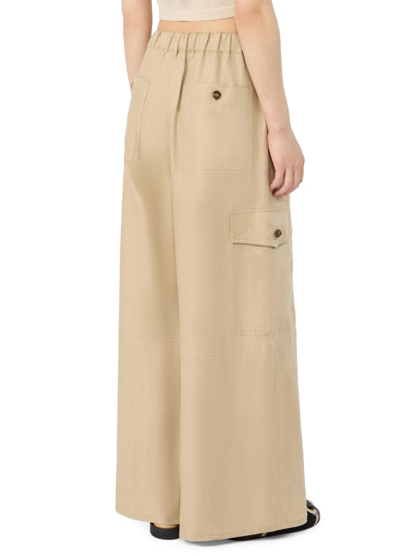 Max Mara Wide-Leg Linen Trousers With Cargo Pockets