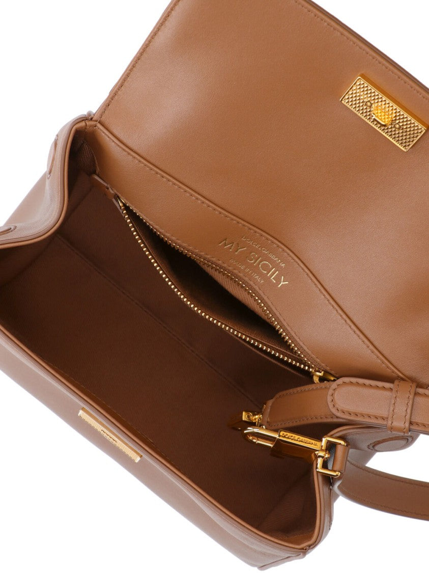 Dolce & Gabbana Brown My Sicily Leather Shoulder Bag