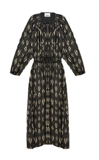 Isabel Marant Maxi Dress With Vertical Stripes And Abstract Shapes