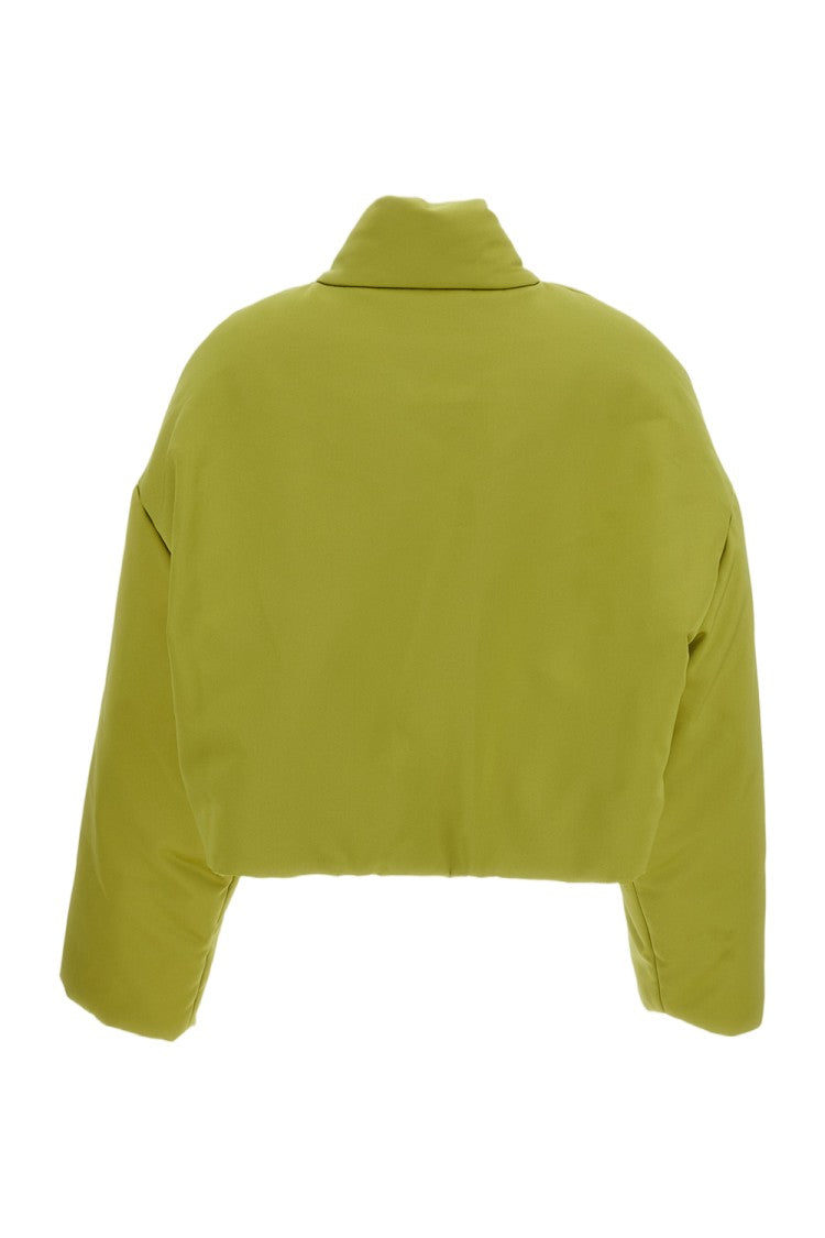 Plan C Cropped Padded Duchesse Bomber Jacket With Boxy Silhouette
