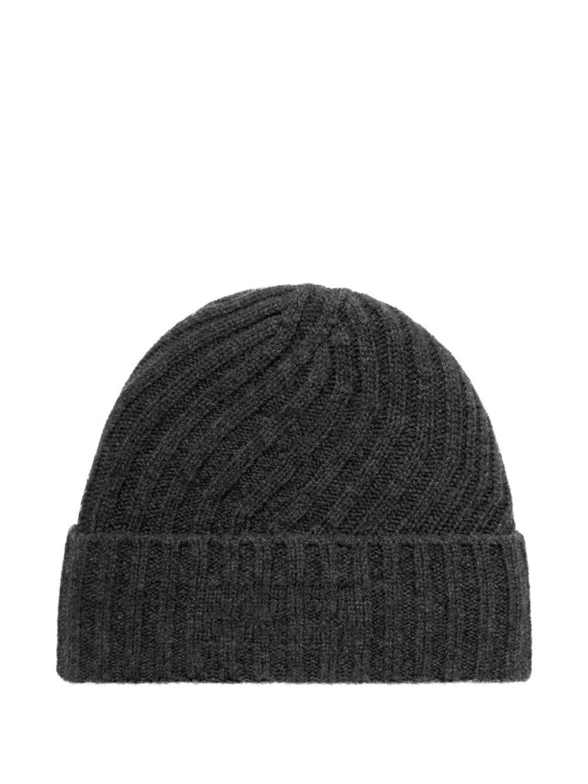 Jacquemus Dark Grey Ribbed Knit Embroidered Hat