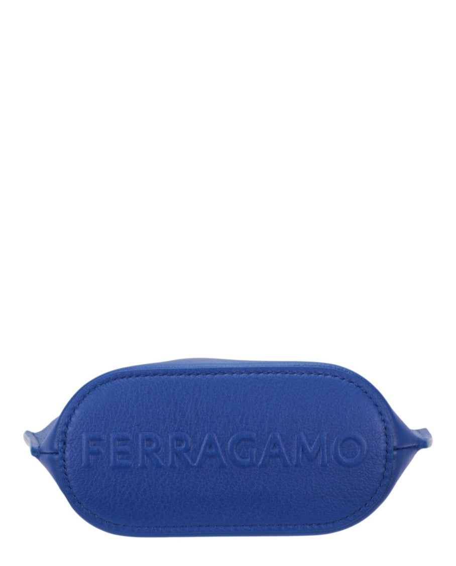 Ferragamo Pebbled Calfskin Micro Logo Pouch