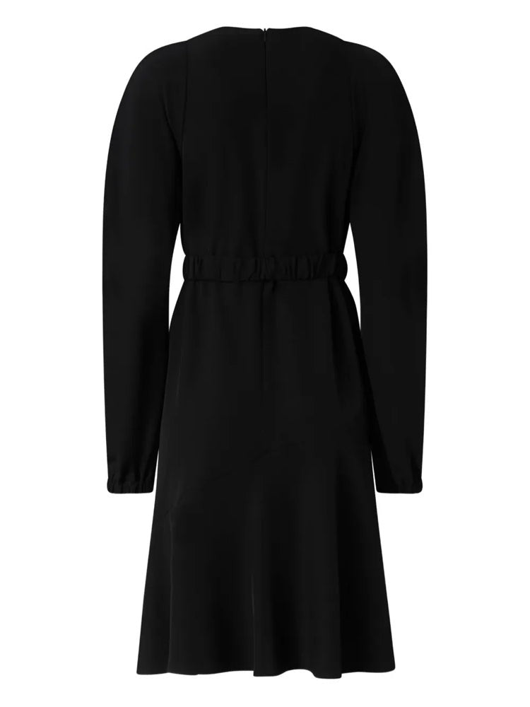Pinko Black Midi Dress With Fitted Waist And Gold Buckle Detail