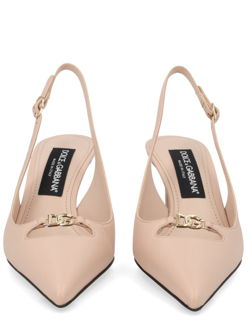 Dolce & Gabbana Neutrals Lollo Pointed Toe Leather Pumps