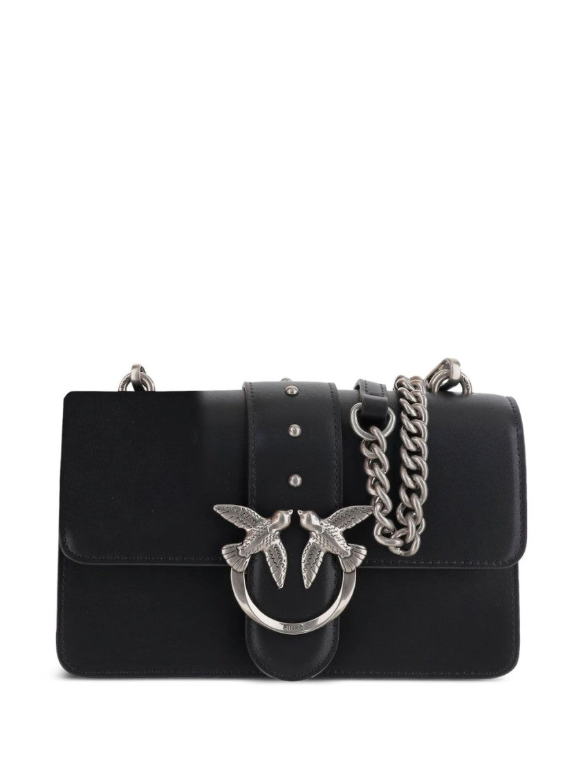 Pinko Rectangular Black Bag With Silver-Tone Buckle