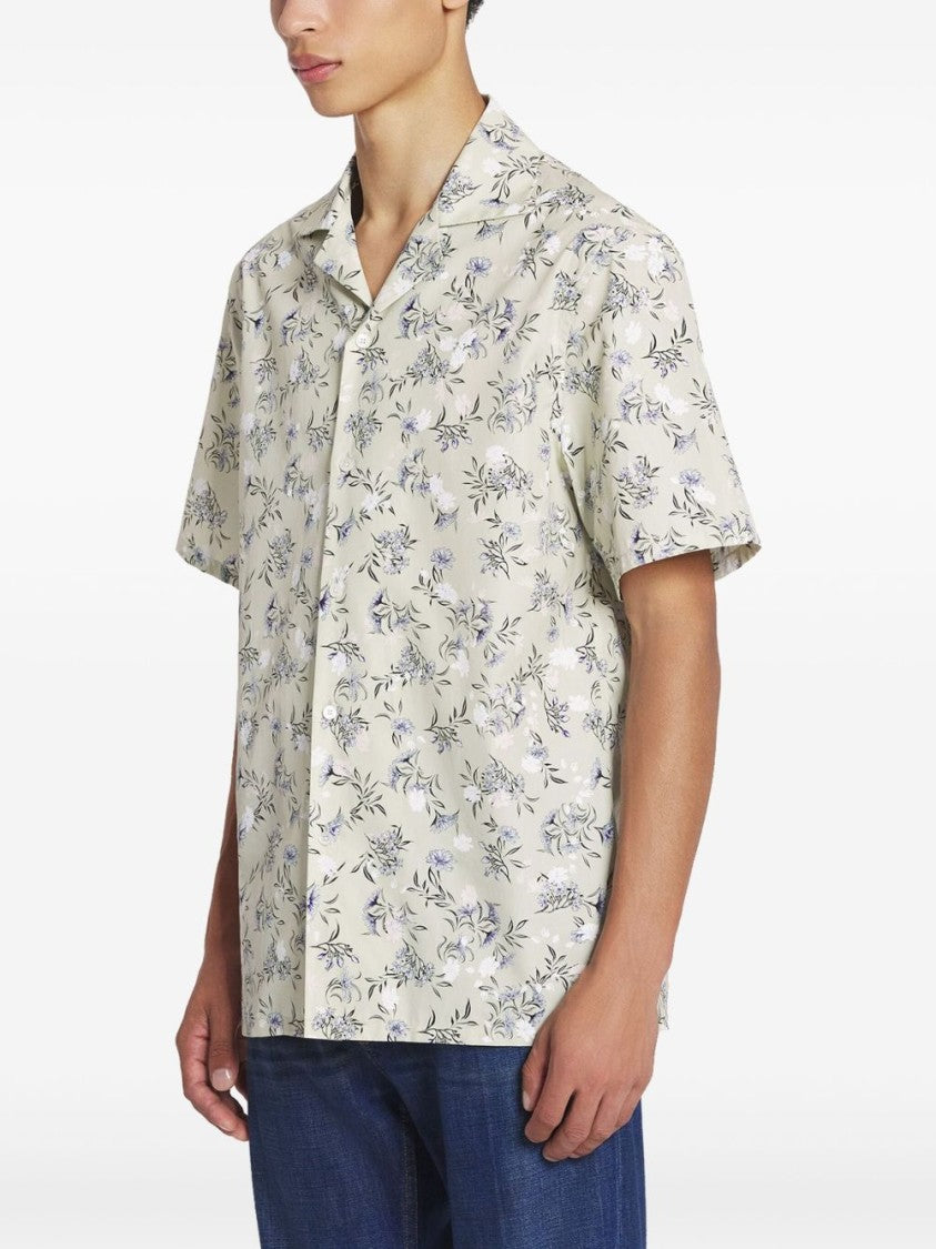 Lanvin Beige Short Sleeve Floral Print Shirt