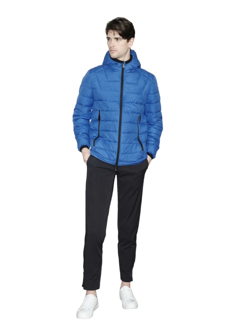 Suns Quilted Blue Puffer Jacket With Adjustable Hood