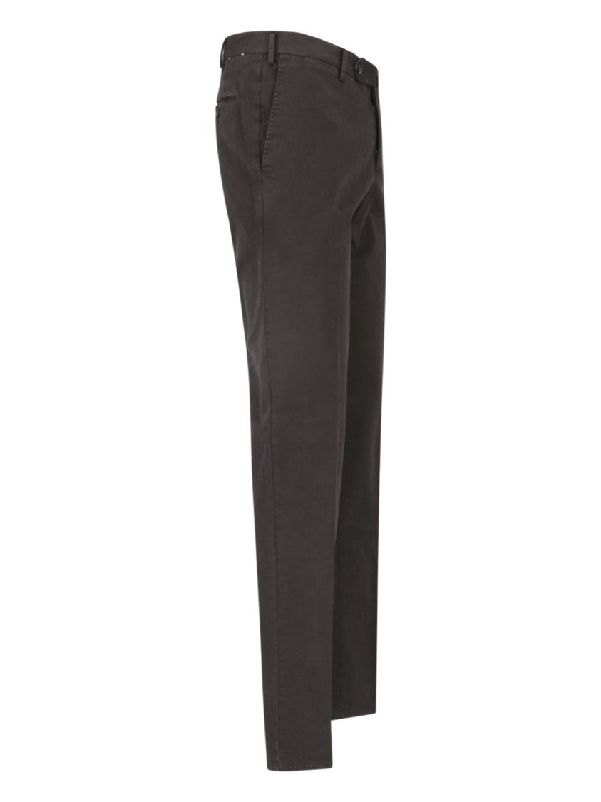 Pt Torino Brown Mid-Rise Straight-Leg Cotton Formal Pants