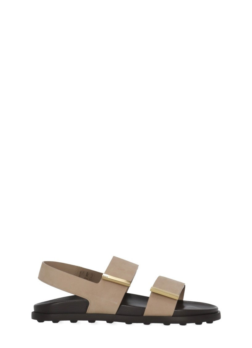 Tod's Pink Velcro Strap Leather Sandals