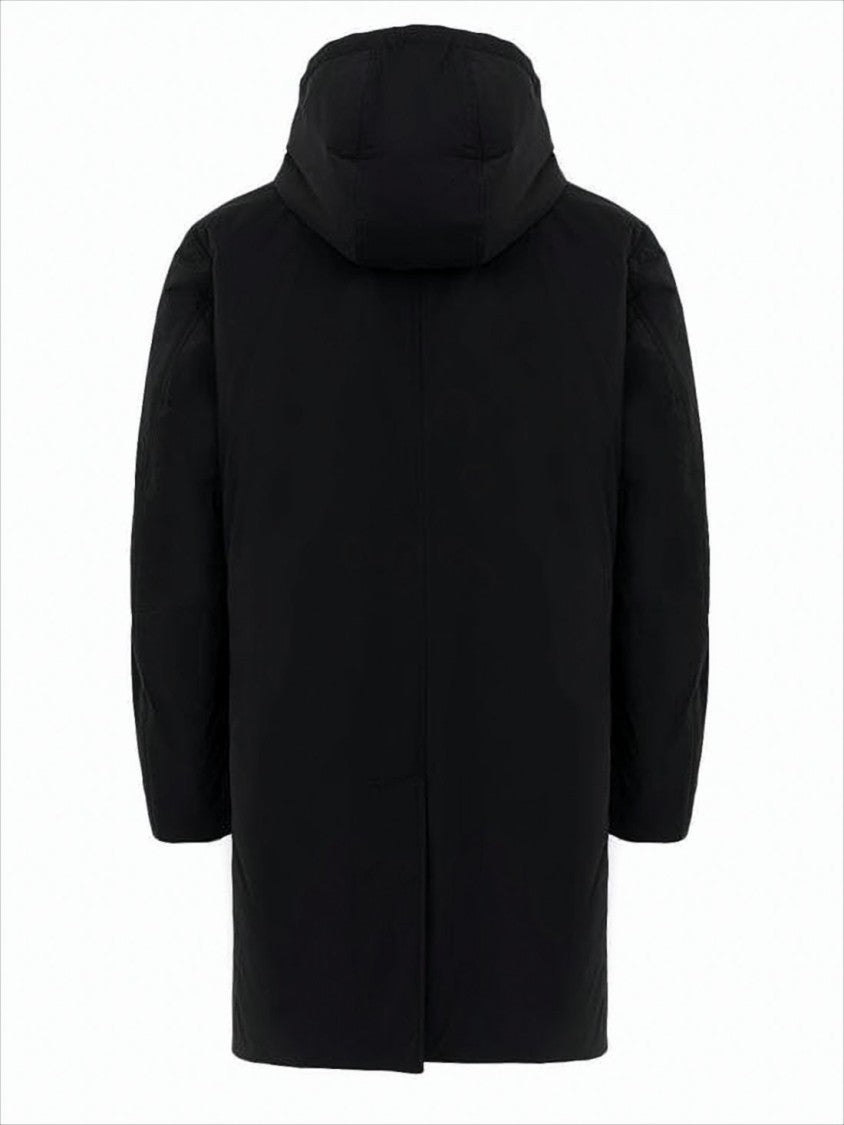 Hugo Boss Black Jacket With Hood And Streamlined Silhouette
