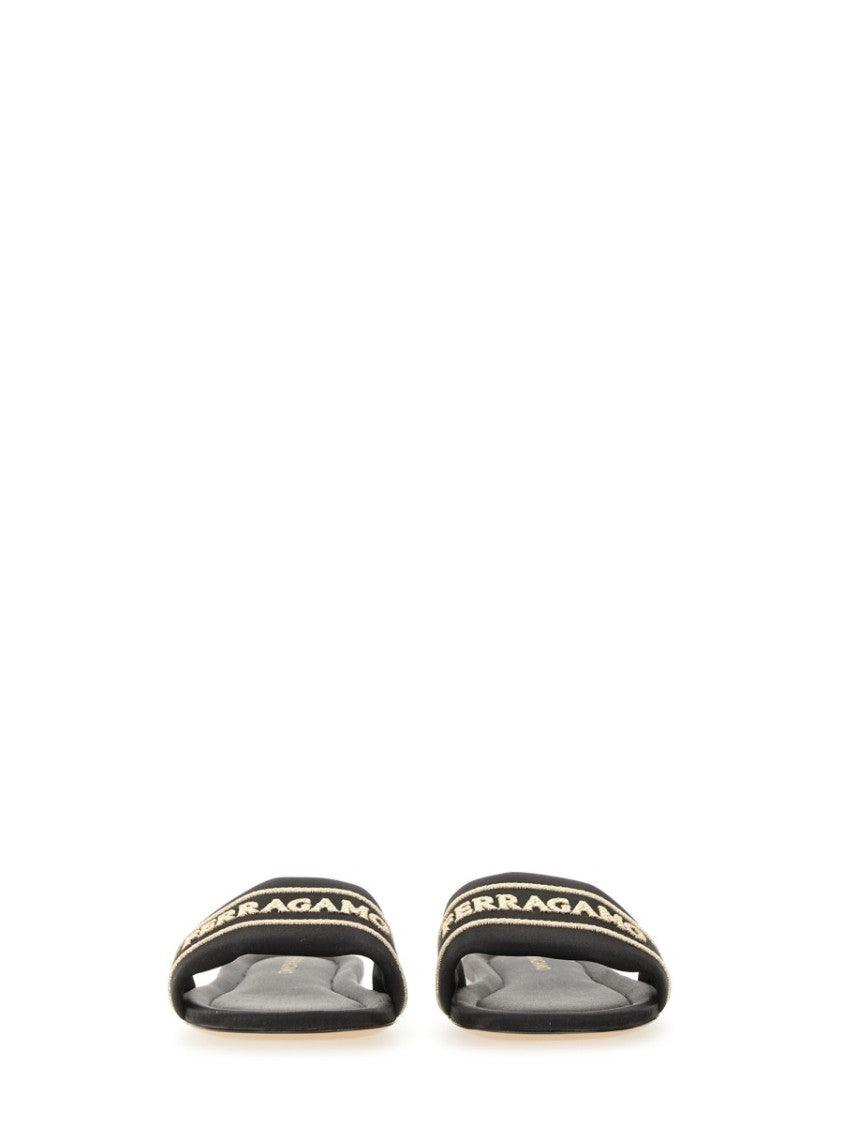 Ferragamo Slide Sandal With Iconic Logo Detail