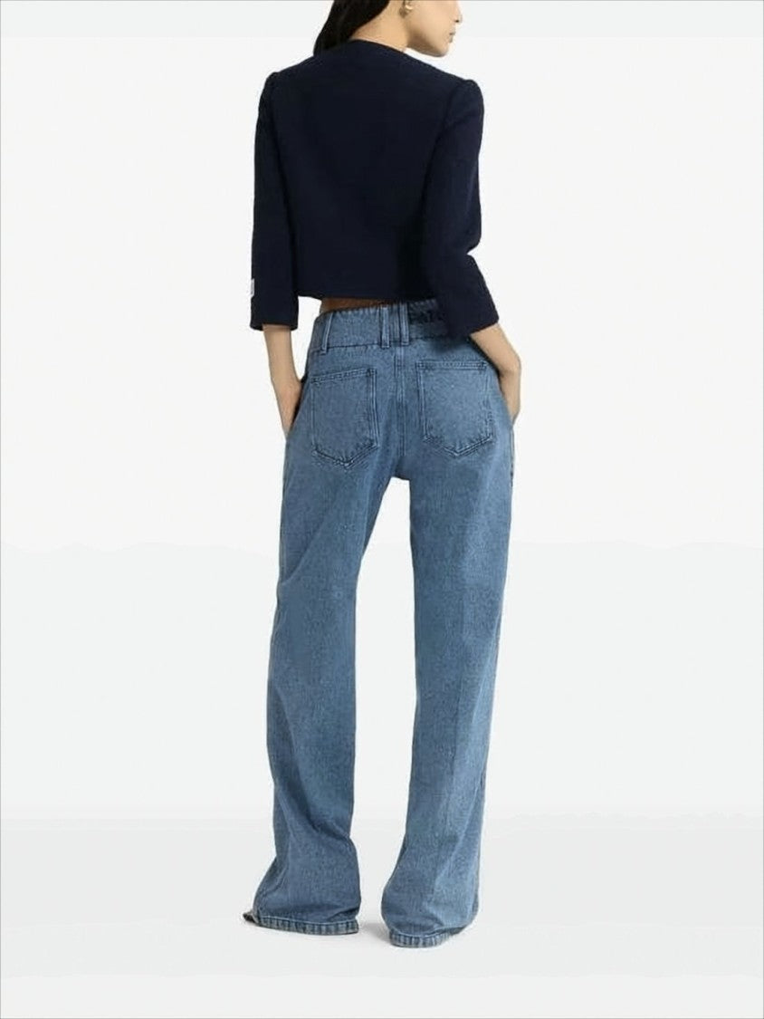 Patou Boxy Cropped Jacket With Textured Fabric