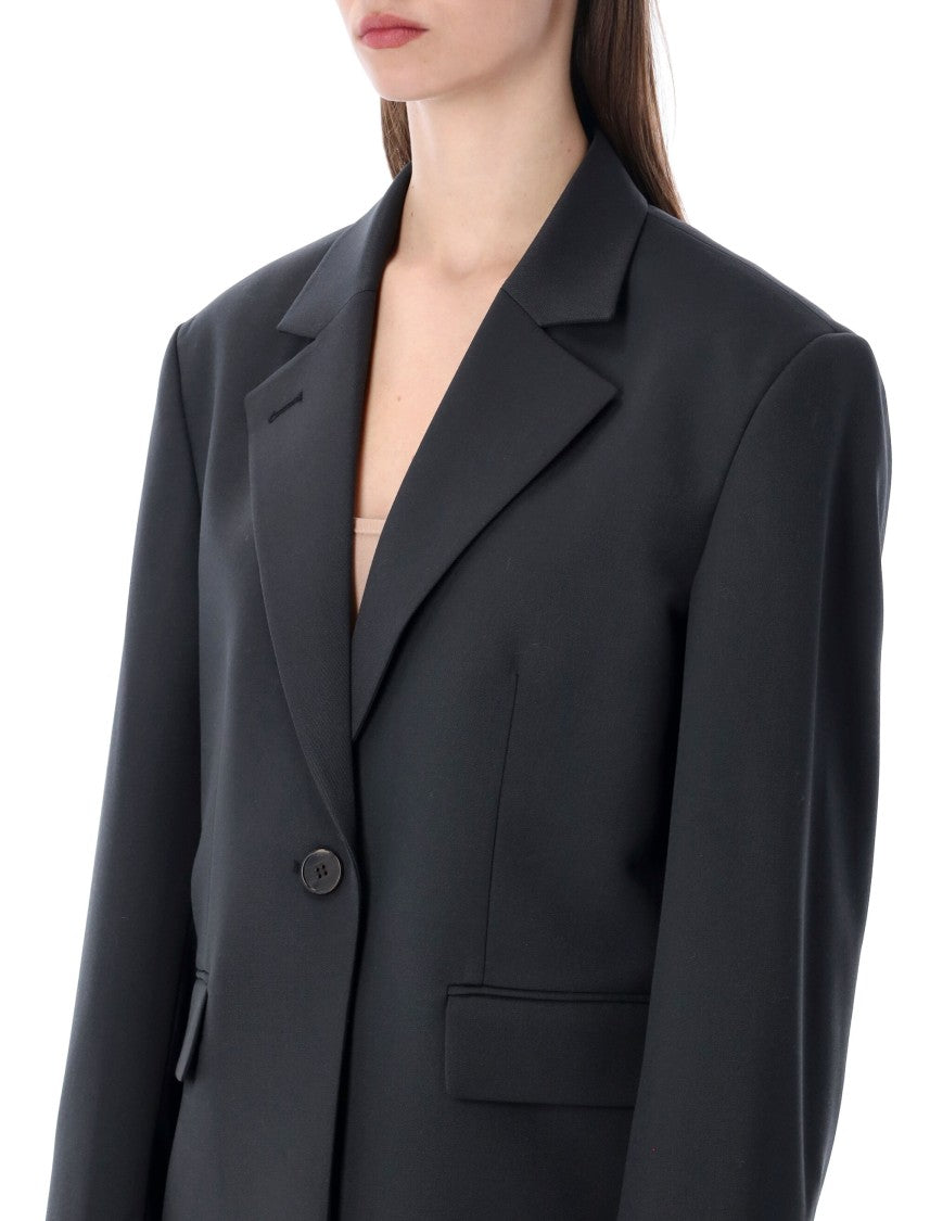 Low Classic Charcoal Tailored Jacket With Notched Lapels